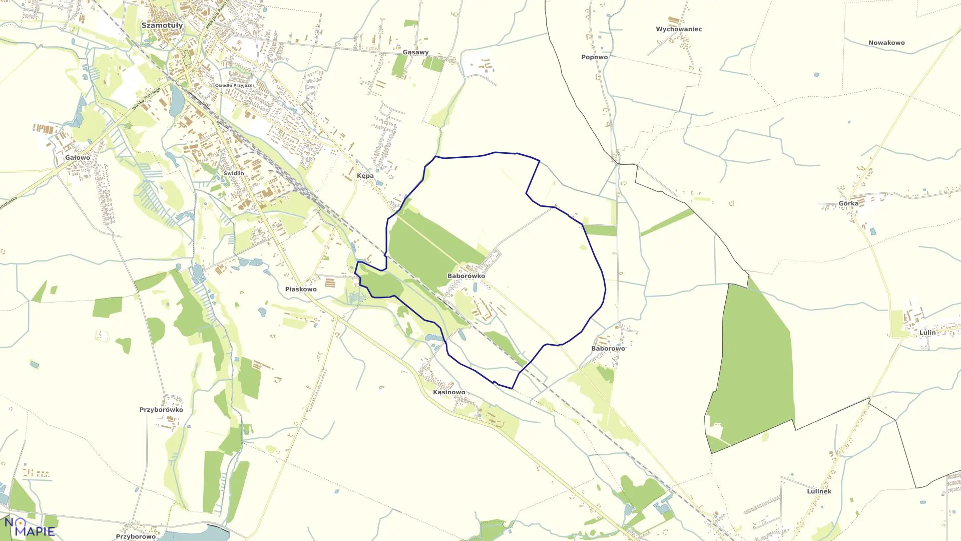 Mapa obrębu BABORÓWKO w gminie Szamotuły
