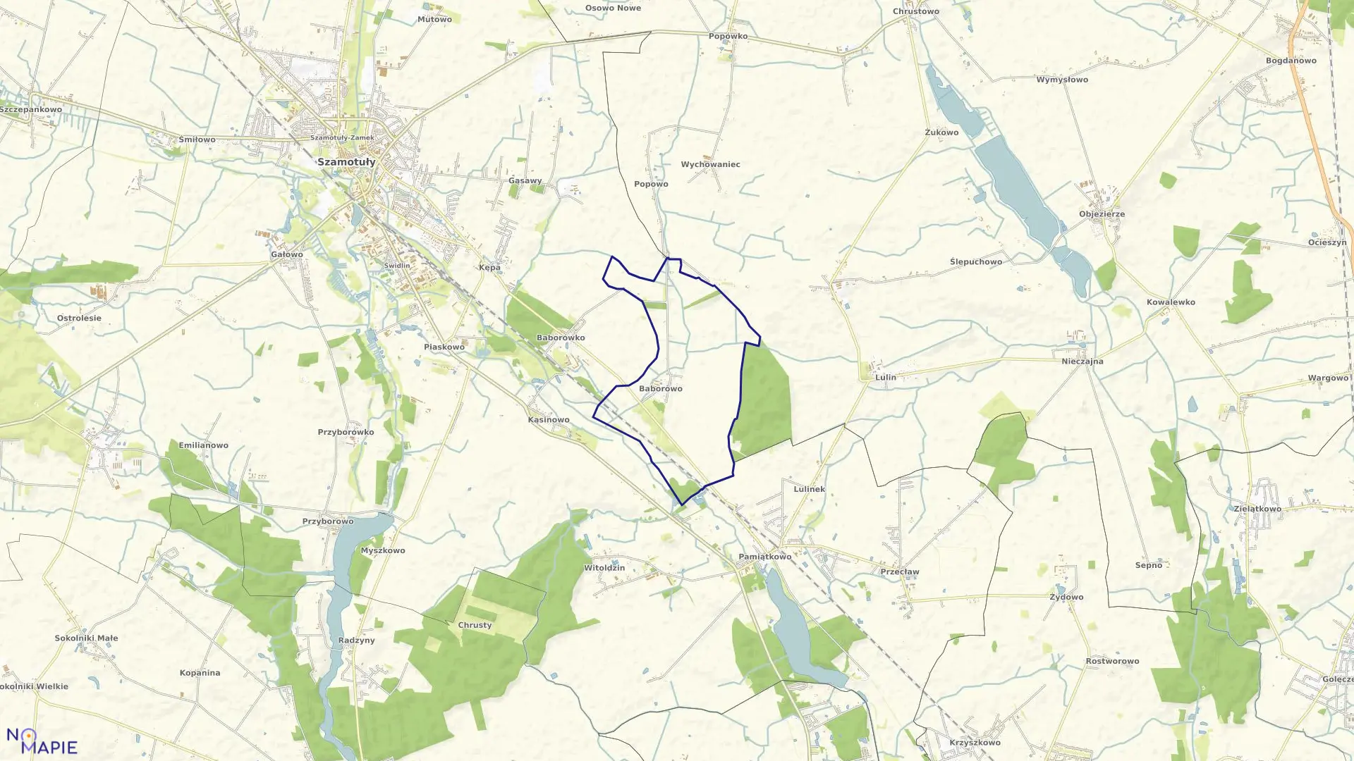 Mapa obrębu BABOROWO w gminie Szamotuły