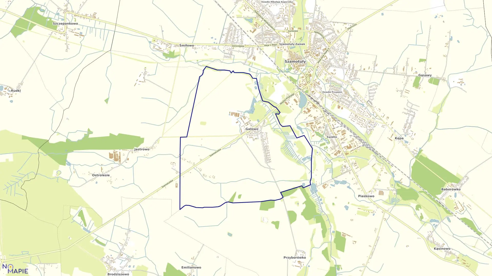 Mapa obrębu GAŁOWO w gminie Szamotuły