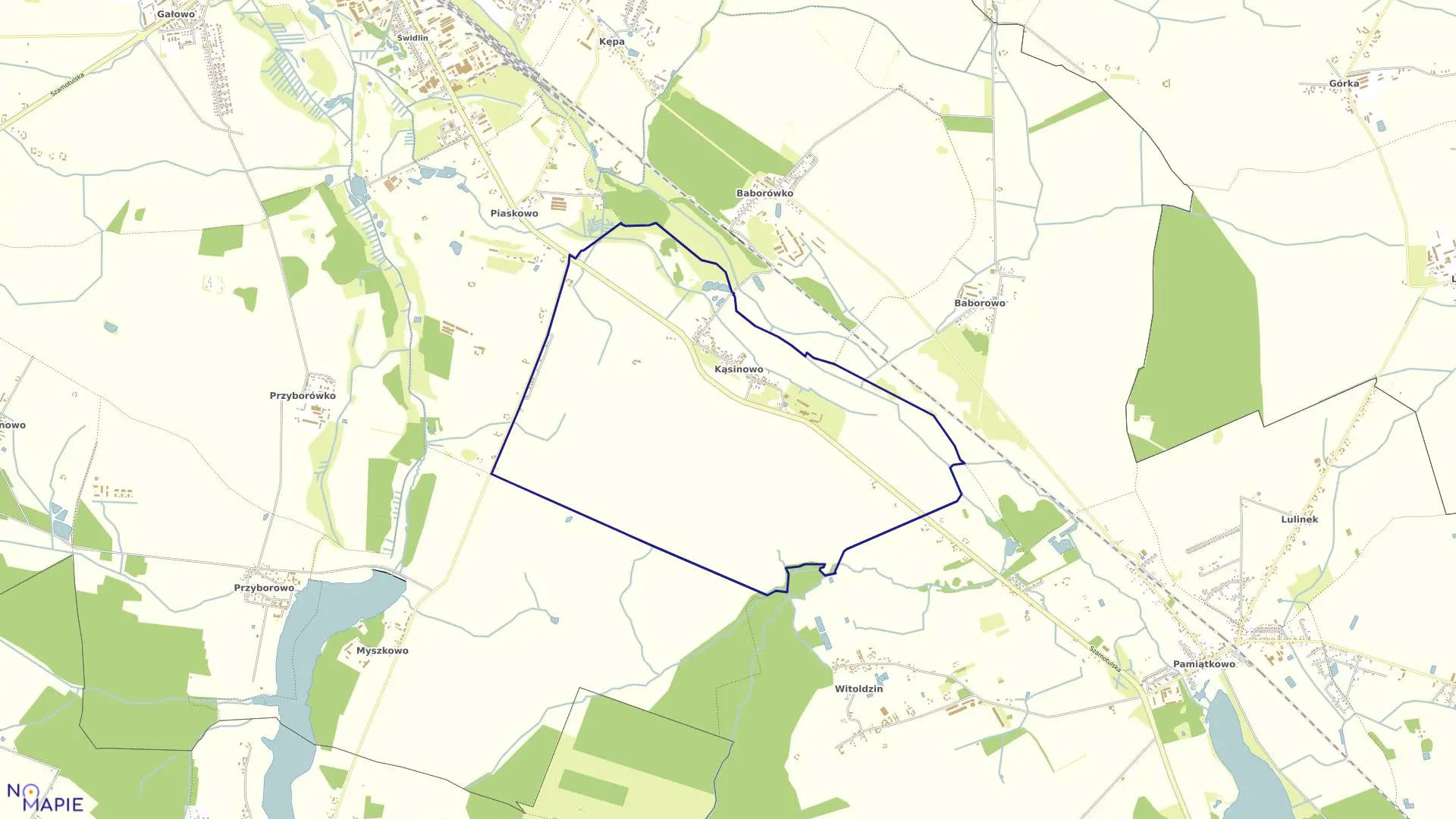 Mapa obrębu KĄSINOWO w gminie Szamotuły