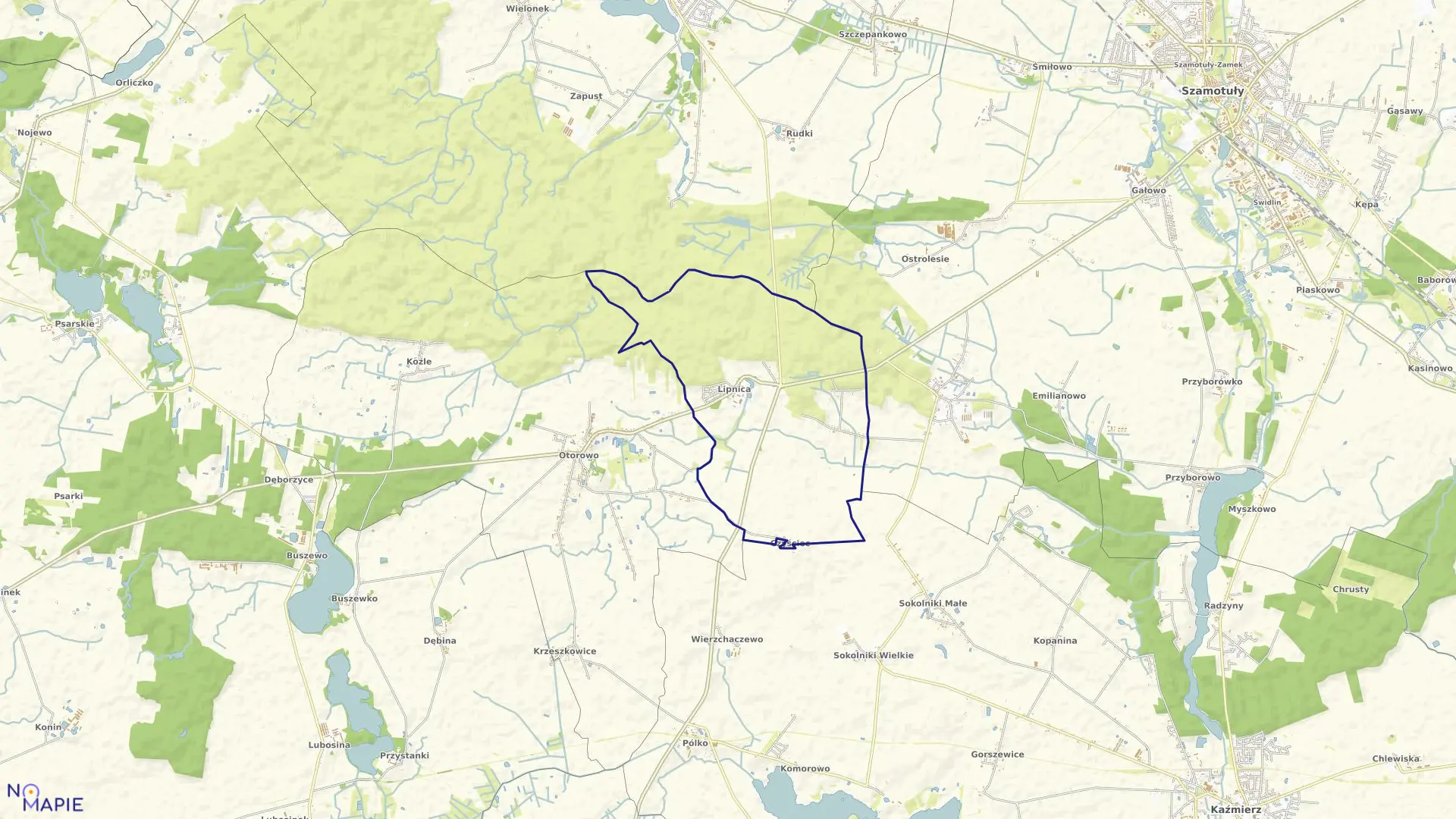 Mapa obrębu LIPNICA w gminie Szamotuły