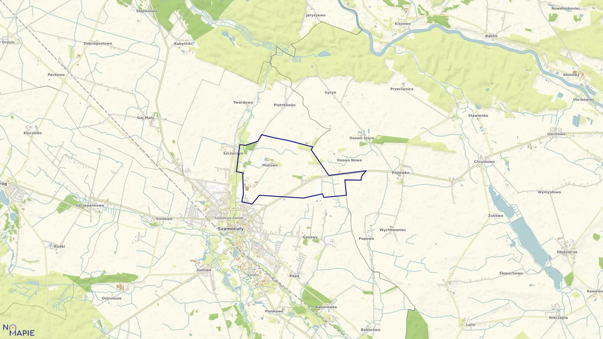 Mapa obrębu MUTOWO w gminie Szamotuły