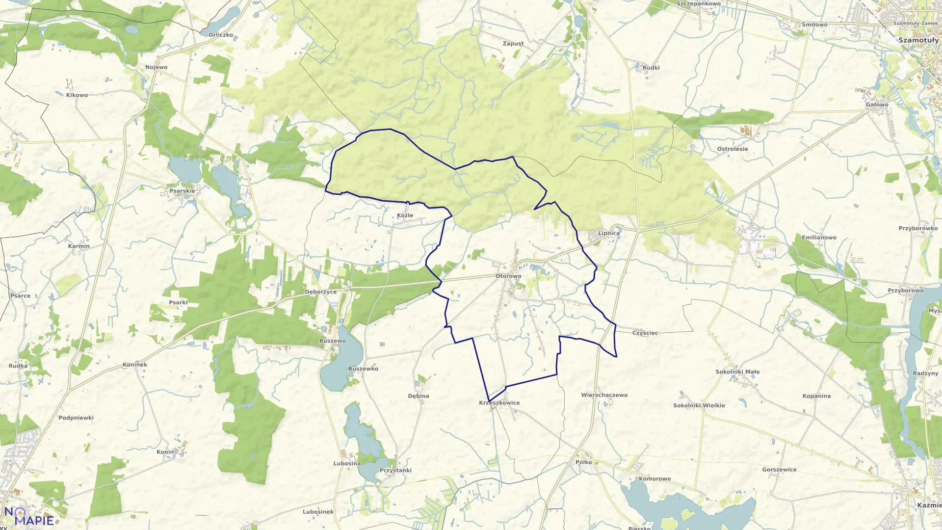 Mapa obrębu OTOROWO w gminie Szamotuły