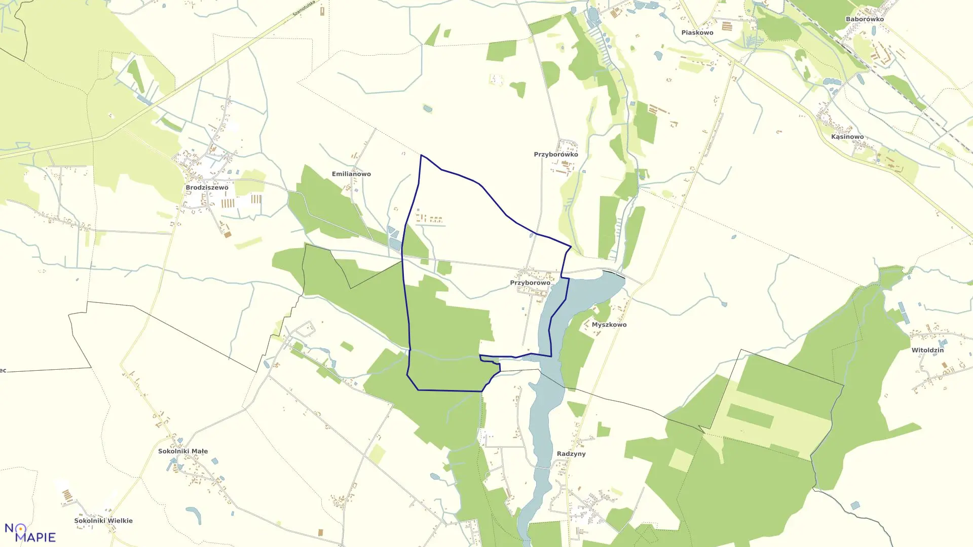 Mapa obrębu PRZYBOROWO w gminie Szamotuły